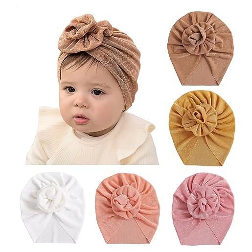 Maeau 5/6 cappelli a turbante con fiocchi, morbidi, per neonati, per la fotografia del bambino