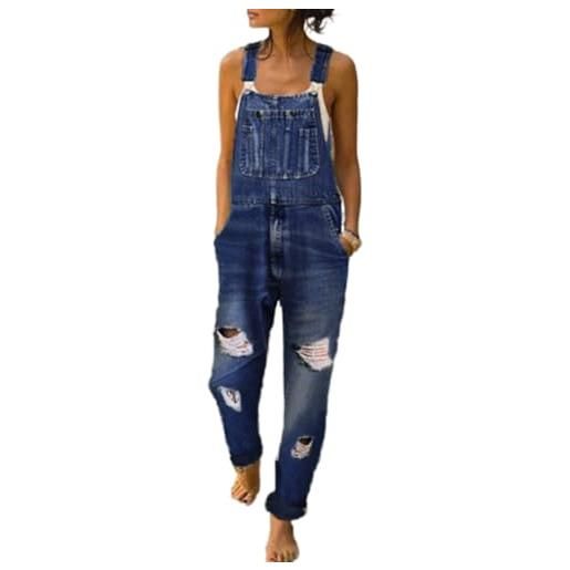 SaiDeng salopette da donna in jeans - oversize baggy jumpsuit con tasche e spalline regolabili - tuta casual in denim per tutti i giorni e il tempo libero, azzurro, m
