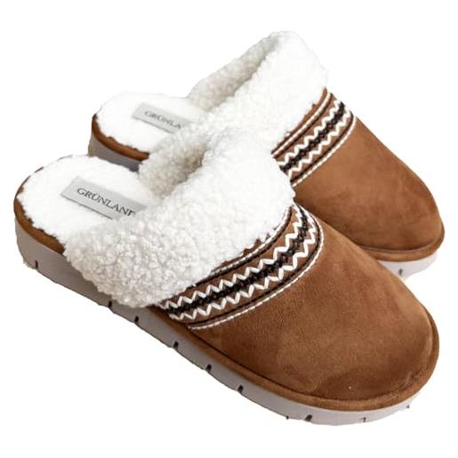 Pantofole Donna GRUNLAND CLOUDINA In Ecopelle Scamosciata Con Interno Teddy E Sottopiede Re-Soft Ammortizzante, Made In Italy