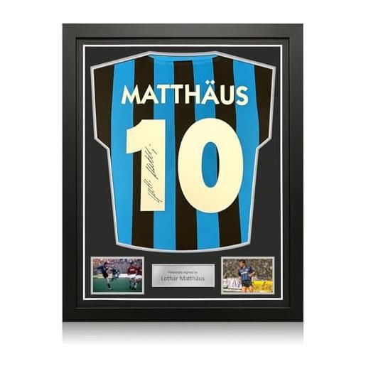 Exclusive Memorabilia maglia dell'inter milan autografata da lothar matthäus. Cornice di qualità superiore