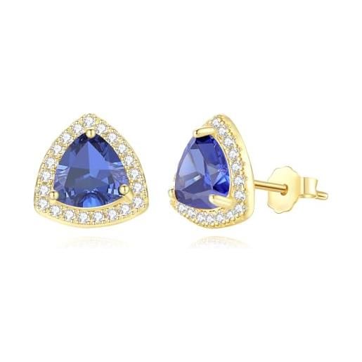 Elli Orecchini Donna A Cerchio Con Ciondolo A Goccia Triangolo: Colore Oro Con Cristalli, Bijoux Moda