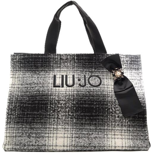 Liu Jo borsa tote da donna con stampa maxi quadri e animalier bianco nero