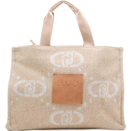 Liu Jo borsa tote da donna con maxi logo monogram all over latte