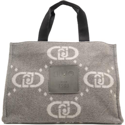 Liu Jo borsa tote da donna con maxi logo monogram all over grigia