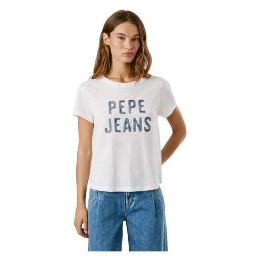 Pepe Jeans t-shirt badi da donna, bianco (bianco), l, bianco (bianco), l