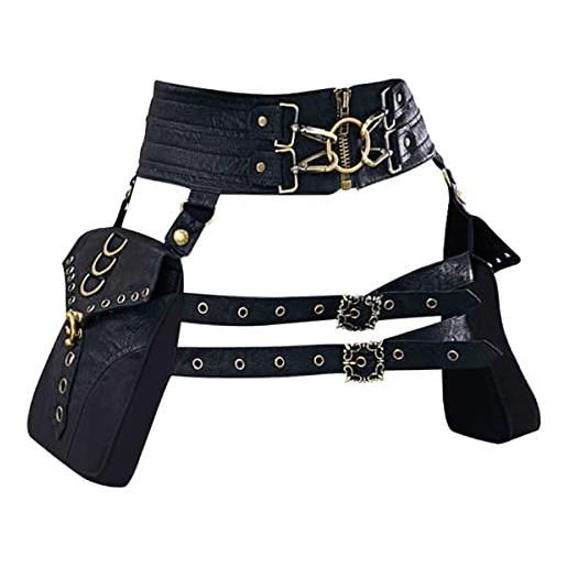 SUMGOGO marsupio marsupio marsupio steampunk porta telefono casual medievale rinascimentale cosplay accessori costume, cor, standard, halloween