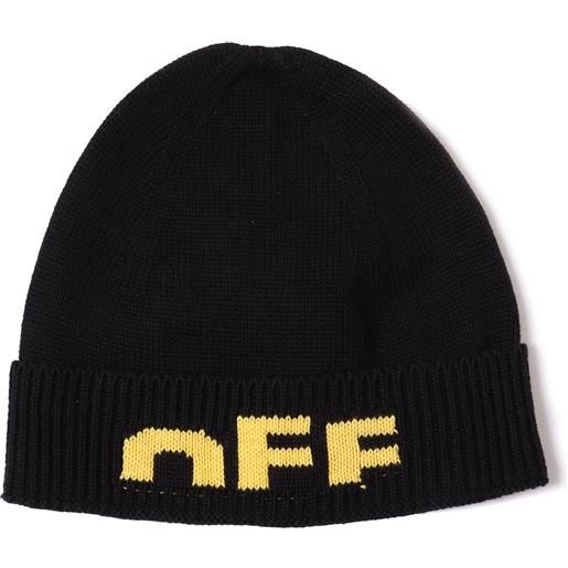 OFF WHITE KIDS type logo beanie black - yellow
