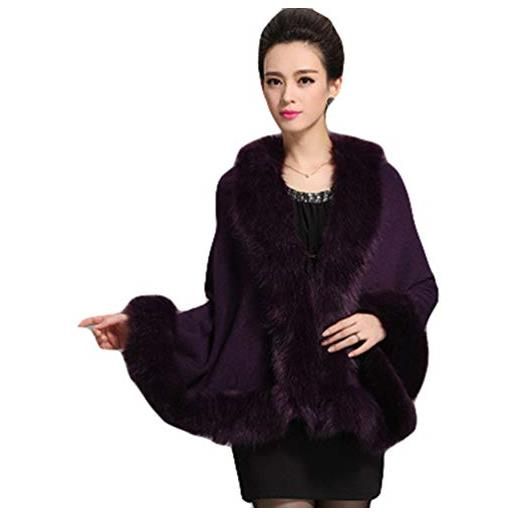 ZKOOO donna scialle stola faux pelliccia caldo elegante ecologica mantella poncho invernale cerimonia festa matrimonio cape wrap cappotto