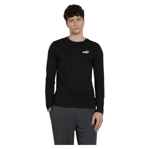 PUMA t-shirt a maniche lunghe essentials con logo n. 1 da uomo s, black
