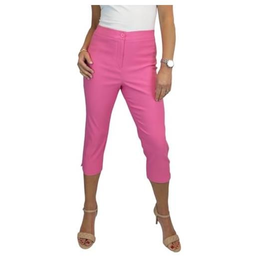 Paulo Due pantaloni cropped a 3/4 da donna pantaloni capri bengaline elasticizzati rosso 40-52 (52)