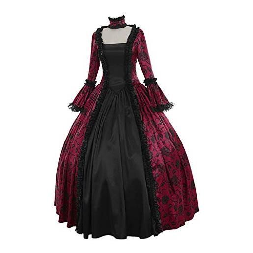 Generico abiti donna abito da principessa medievale abito da donna vestito gotico da donna abito da donna retrò medievale con maniche a tromba abito aderente increspato elegnate vintage (blue, l)