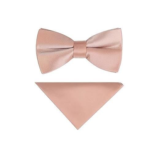 Jenson Samuel Shirts jenson samuel, papillon color pastello, per matrimonio, motivo cachemire, set quadrato pre-annodato, oro rosa, taglia unica