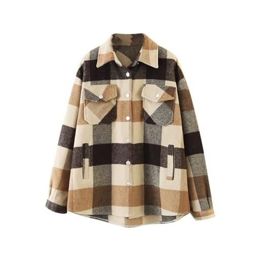 OBiQuzz camicia in flanella da donna a quadri, a maniche lunghe, a quadri, camicetta a quadretti, camicia per taglialegna, per le mezze stagioni, per la primavera, per la primavera, colore: rosa. , xs