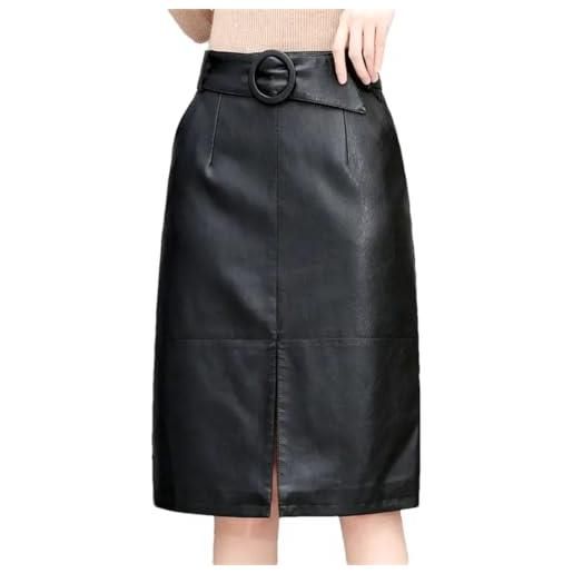 Generic gonna da donna in vera pelle sexy aderente a vita alta vintage media lunghezza ufficio matita pacchetto anca, nero , xl