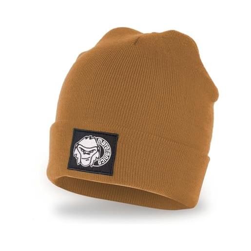 MOTO TONICO cuffia invernale arctic pop - leggera, calda, unisex, 100% acrilico, colori brillanti, taglia unica, perfetta per montagna e città (it, testo, taglia unica, ocra)