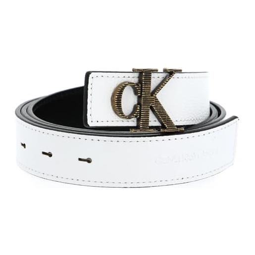 Calvin Klein pelle cintura ckj monogram mono hardware belt w100 bright white bianco