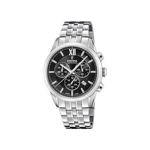 Festina orologio cronografo da uomo in acciaio swiss made con bracciale f20040/4