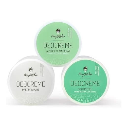PonyHütchen 3 confezioni da 50 ml - bestseller set - crema cosmetica naturale senza sali di alluminio - deodorante naturale - vegano - bio