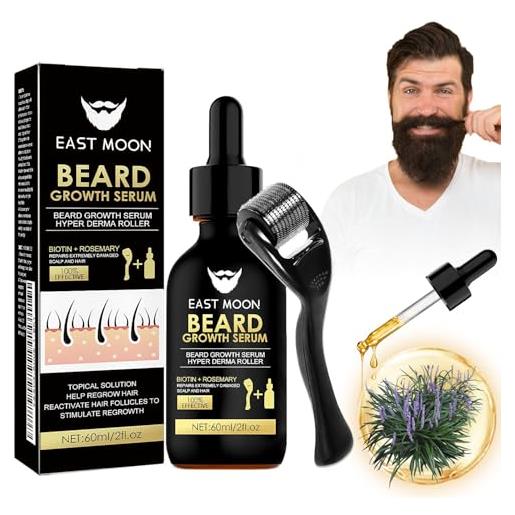 Tyafzzn kit per la crescita della barba con rullo dermaroller per barre, siero di olio per barba, barba, barba, baffi e crescita dei capelli, regalo per uomini
