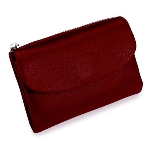 BRANCO Portamonete Rotondo In Pelle Rossa - Mini Portafoglio Con Cerniera, Diametro 6.5 Cm, Regalo Ideale - 4