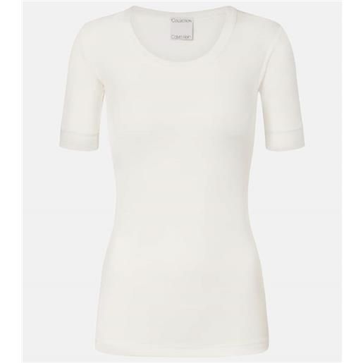Calvin Klein Collection top in misto cotone a coste