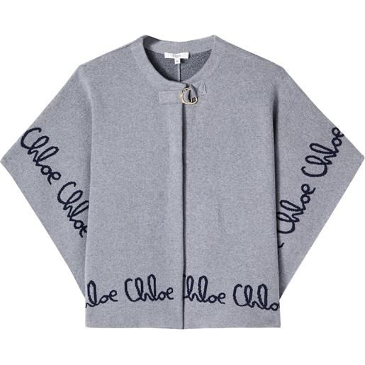 Chloe Kids chloã© kids mantella in cotone e lana con logo