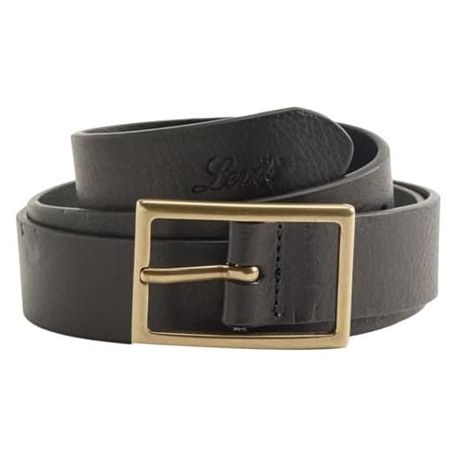 Levi's rectangle buckle belt cintura in pelle bovina, caviale, 85 cm donna