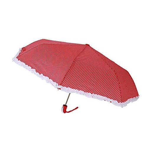 Susino 3280 ombrello tascabile automatico da donna - ombrello a pois e con volant - dot umbrella, colore: rosso, s