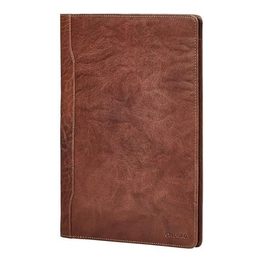 STILORD 'kaden' cartella portadocumenti a4 in pelle carpetta porta documenti vera pelle grande borsa da conferenza per lavoro meeting ufficio con portapenne e porta carte, colore: brandy - marrone