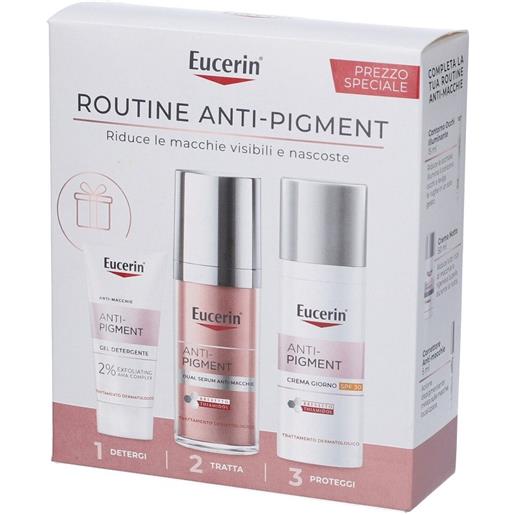 Eucerin routine anti pigment cofanetto con siero antimacchie 30ml + crema giorno spf30 50ml + gel detergente 20ml in omaggio