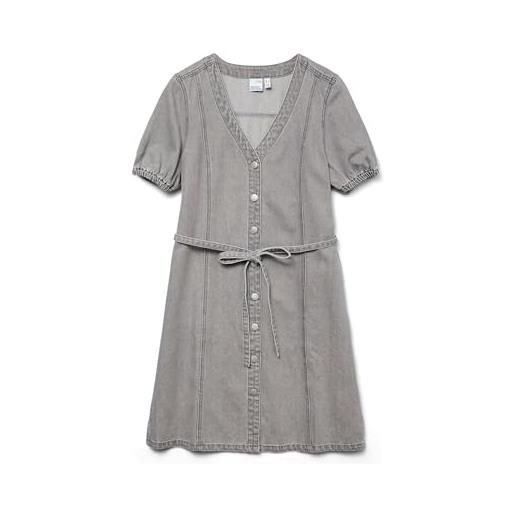 VERO MODA ss v-neck short dress vmjanet noos-abito corto con scollo a v, denim grigio chiaro, xl donna