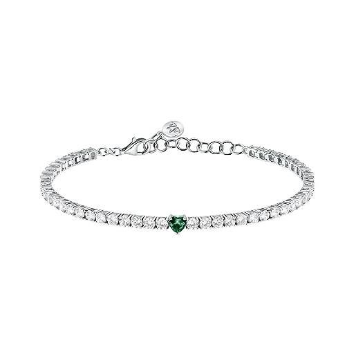 Morellato bracciale donna in argento 925, zirconi, collezione tesori, cuore, tennis - saiw169