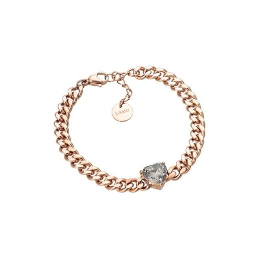 Liu Jo liu-jo bracciale in acciaio colore rose gold cuore con cristallo colore verde lj2129 marca, estándar, metallo, nessuna pietra preziosa
