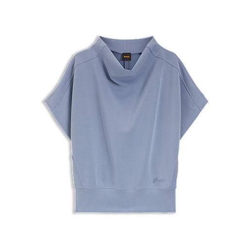 BOSS felpa a maniche corte con scollatura alta e ampia, celeste