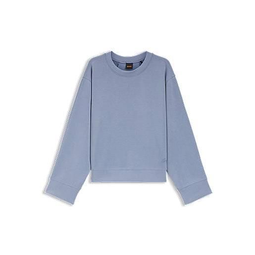 BOSS felpa relaxed fit con logo ricamato, celeste