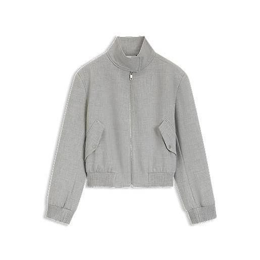BOSS bomber regular fit in twill elasticizzato effetto mélange, grigio chiaro