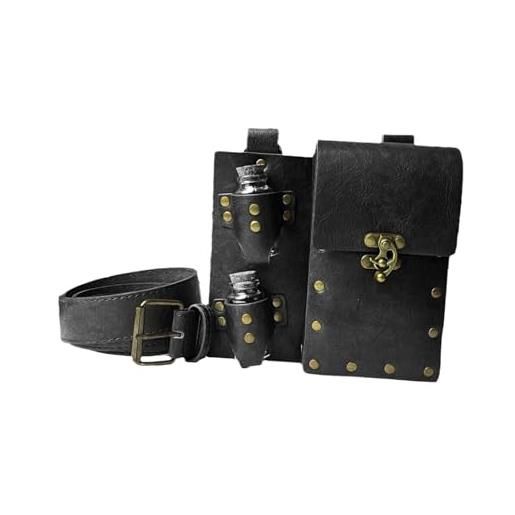 Perfeclan borsa da cintura medievale marsupio marsupio per halloween uomini cosplay viaggio, nero