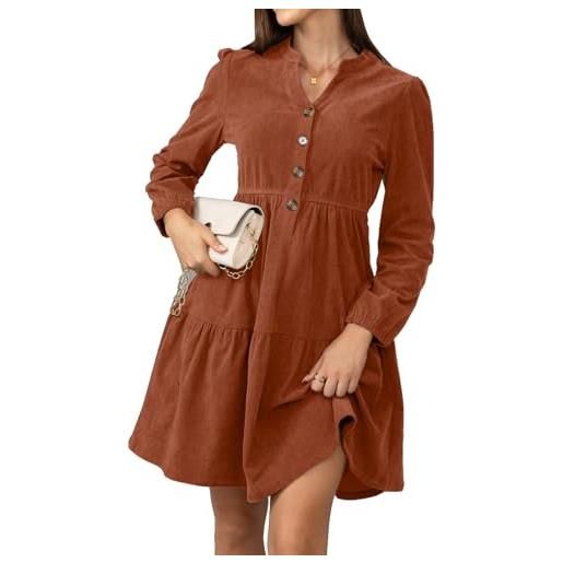 Alaster Queen abito autunnale da donna autunno inverno abito a maniche lunghe con volant abito camicetta da donna abito a maglia con tasche scollo a v lunghezza al ginocchio abito elegante per feste