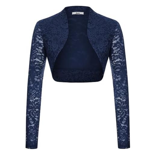 Aneza bolero donna pizzo, blu, m