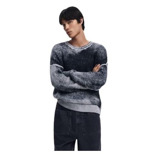 Desigual felpa a maniche lunghe da uomo a maglia piatta, nero, xl