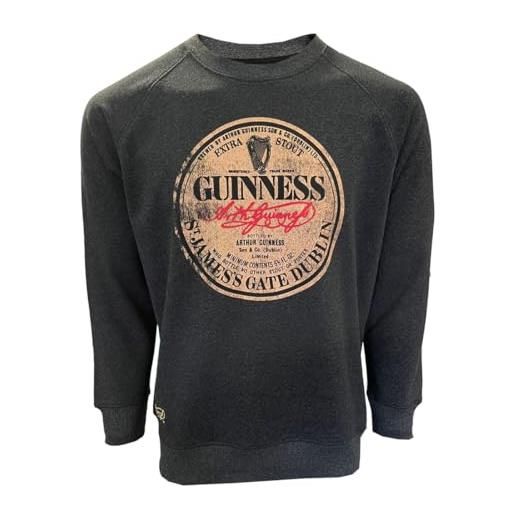 Traditional Craft felpa a maniche lunghe in carbone da uomo con etichetta vintage ireland