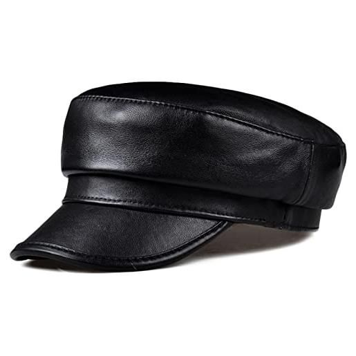 DongBao berretto piatto per uomo donna cappello da marinaio in pelle berretto strillone con visiera