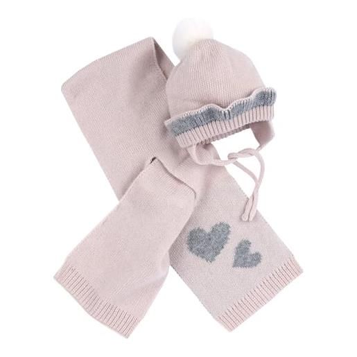 Chicco, set composto da cappello con sciarpa in maglia misto lana per neonata, rosa (3 mesi)