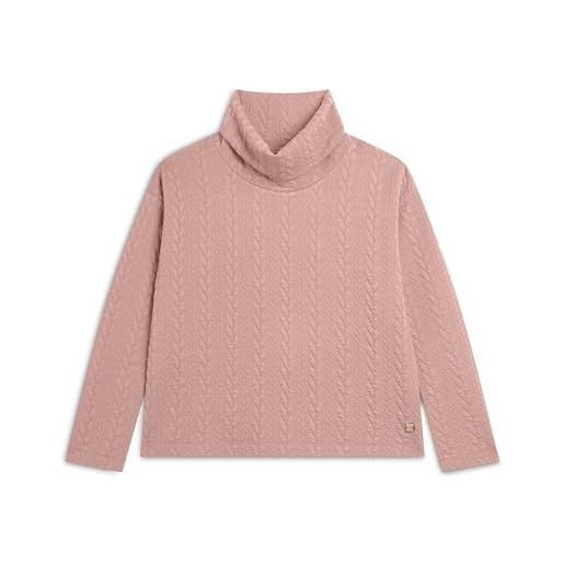 FREDDY - maglia donna in felpa bonded a trecce con collo a tubo, donna, beige, small