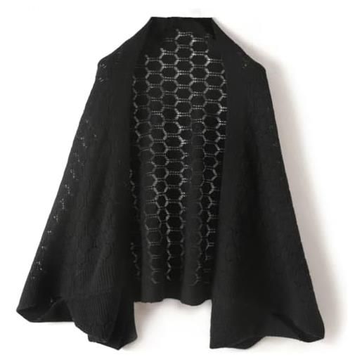 Generic scialle da donna in pura lana invernale calda grande sciarpa, nero , etichettalia unica