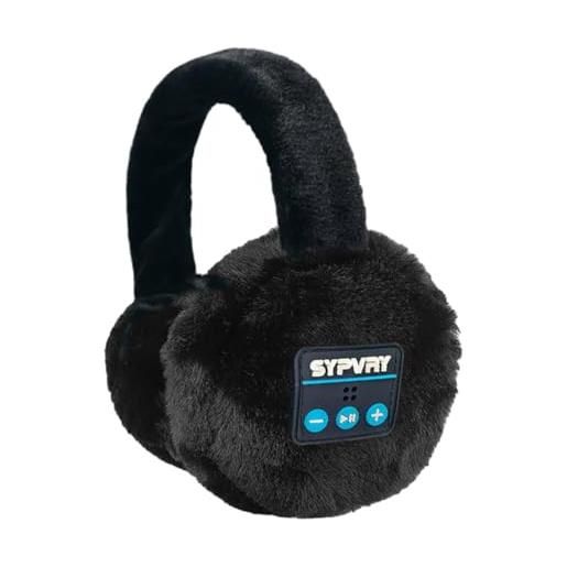 fesoklaf paraorecchie wireless, cuffie invernali bluetooth, auricolari wireless, cuffie da donna e uomo, manicotto invernale per musica, nero, unisex - adulto