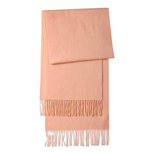 Bollrllr 100% lana merino maglia scialle donna autunno classico plaid solido caldo annodato sciarpa, rosa carne. , etichettalia unica