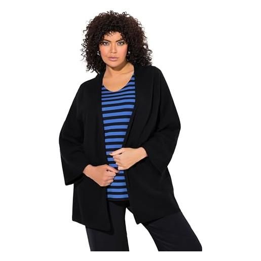 Ulla Popken cardigan aperto dal taglio svasato con scollo a v e maniche a 3/4 nero 54+ 836209100-54+