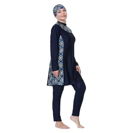 Generisch costume da bagno da donna musulmana, costume da bagno oversize, copertura completa, blu, 3xl