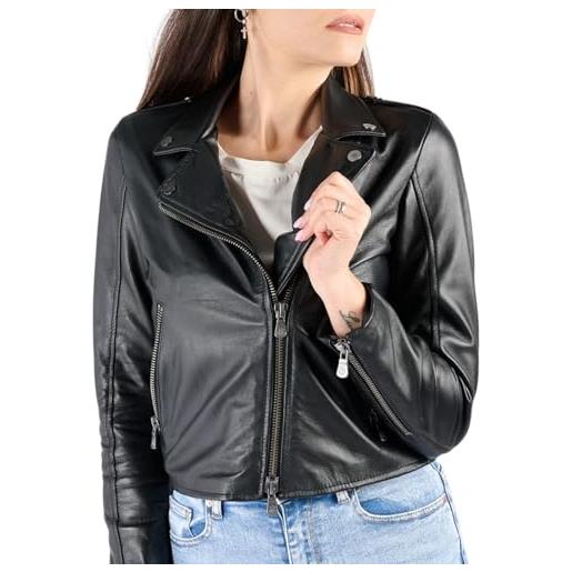 BARONE giubbotto pelle donna, giubbotto primaverile donna in vera pelle, giacca di pelle donna made in italy giacca moto donna chiodo bis (it, testo, s, regular, regular, nero)